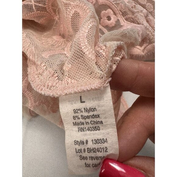 Ivory Sheer Mesh Top L Pink Floral Embroidered Y2K Coquette Fairycore Soft Girl - Picture 6 of 8